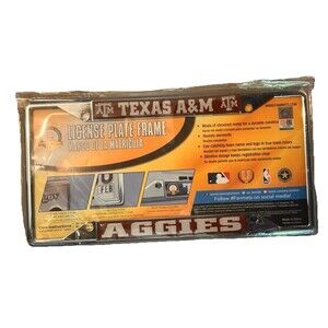 1 Texas A&M Aggies License Plate Frame Chrome Metal NCAA Team Logo  No Screw